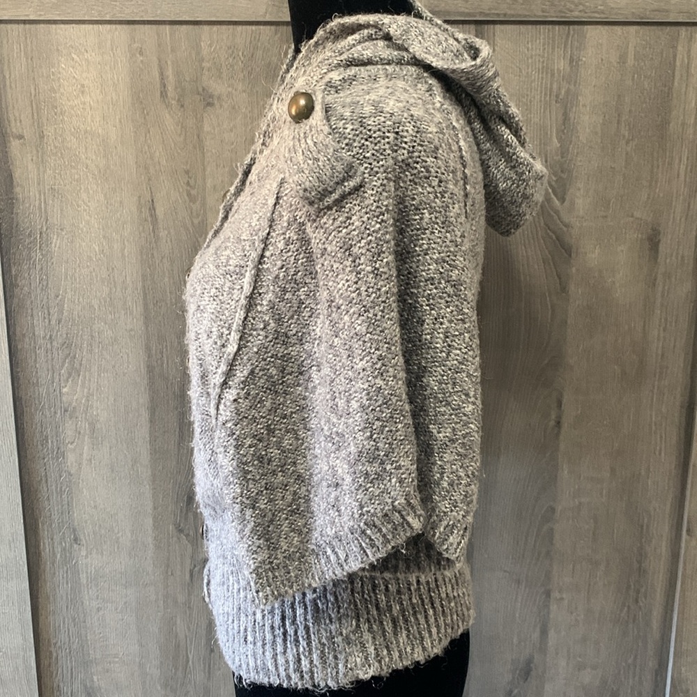 Twenty One Over Sized Capped Sleeves Taupe Hooded Sweater Women's Size S Petite - Picture 9 of 11